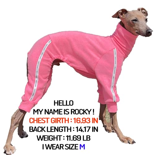 D Doggy Star Italian Greyhound Clothes Stretchy Towel Sports Onesie Outfit Whippet for Dog Coat (2XL / Towel Neon Pink)