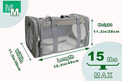 Soft Sided Pet Carrier for Cats Small Dogs of 15 Lbs Medium Grey (19.3"L x 11.3"W x 11.3"H / New-Grey)