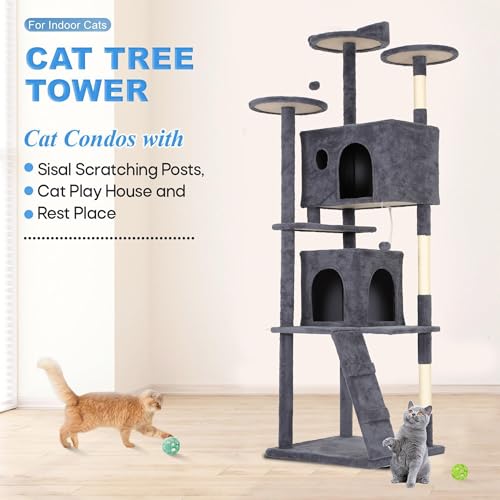 81" Cat Tree Tower (Dark Gray)