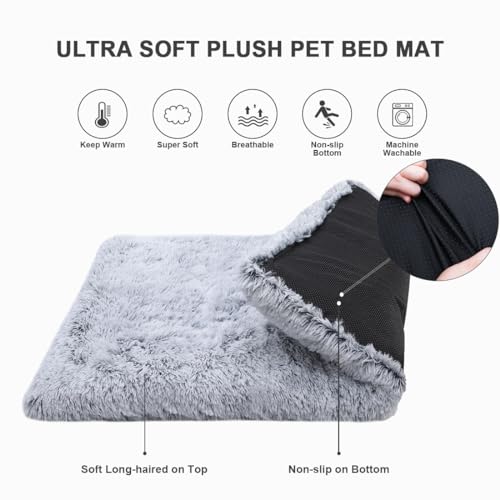 Large Dog Bed Crate Pad 35" (35.0"L x 23.0"W x 2.0"Th / Grey)