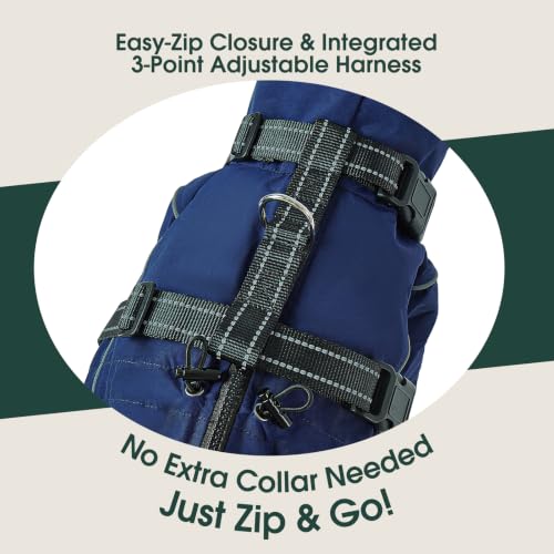 Dog Raincoat Hooded Full Body Coverage (Blue / Medium(Chest:20.87"))