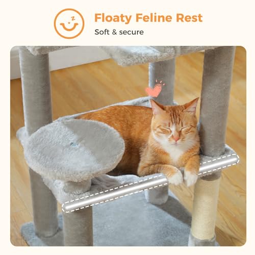 44.5" Cat Tree with Metal Hammock (Grey / 44.5in)