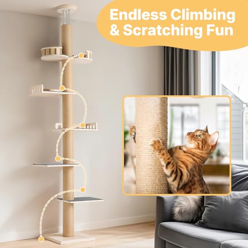 Floor to Ceiling Cat Tree (Beige)