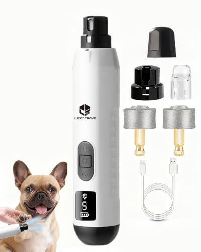 2026 Upgraded Silent Dog Nail Grinder 5 Speeds with dual LED Lights（WHITE） (WHITE)