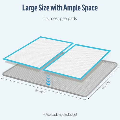 Pee Pad Holder for Dogs 34"x 20" Extra Large Silicone Puppy Pee Pad Tray (34"x20")