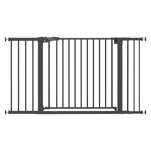 36 57" Extra Wide Baby Gate for Stairs No Drilling (Black / 30"Tall 36"-57" Wide)