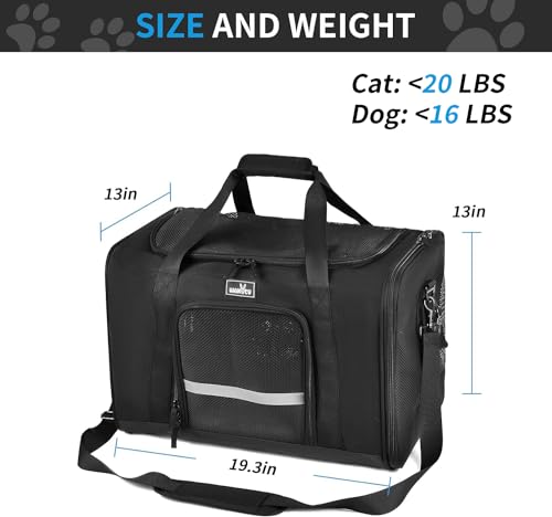 Dog Carriers for Small Dogs (19.3"L x 13"W x 13"H / 2.0 Black)