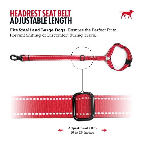 Dog Seat Belt for Car Headrest (Red)