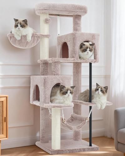 Cat Tree Tower with Sturdy Steel Tube for Indoor Cats GCT014MU (51.2 inches / Muchroom)