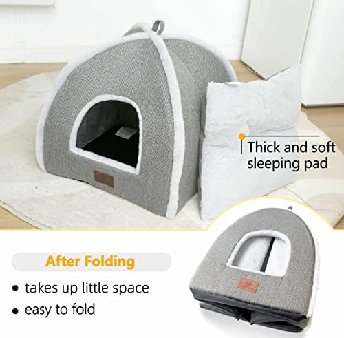 Cat Beds for Indoor (Grey / 17.5"D x 17.5"W x 17.5"H)