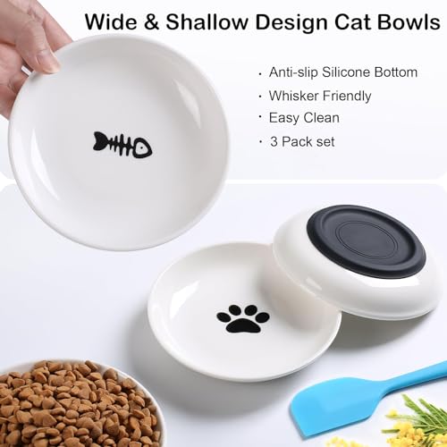 Cat Food Bowl (Shallower-3 Pack)