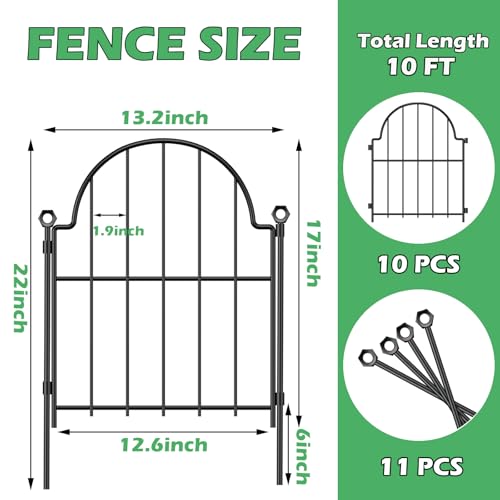 Decorative Garden Fence (Black / 17 in(H))