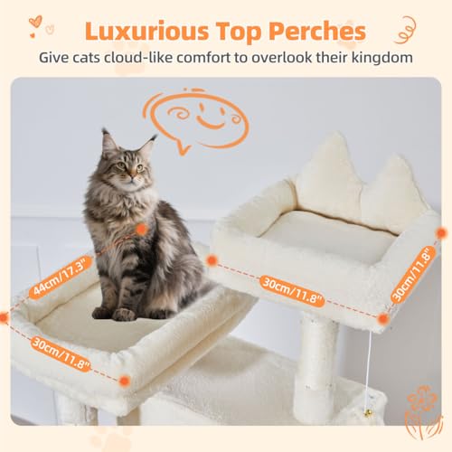 Cat Tree 71 in Extra Large Cat Tower for Inddor Cats (Beige / 71 Inches)