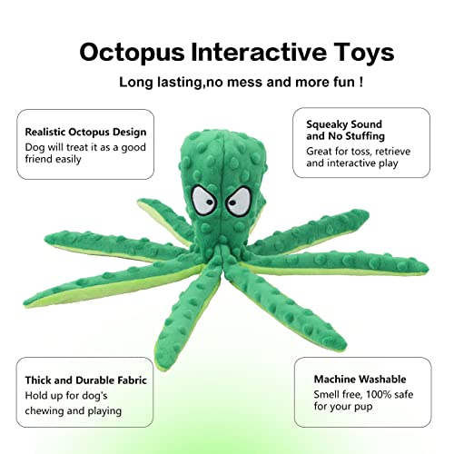 2 Pack Octopus Dog Toys (Purple+Green)