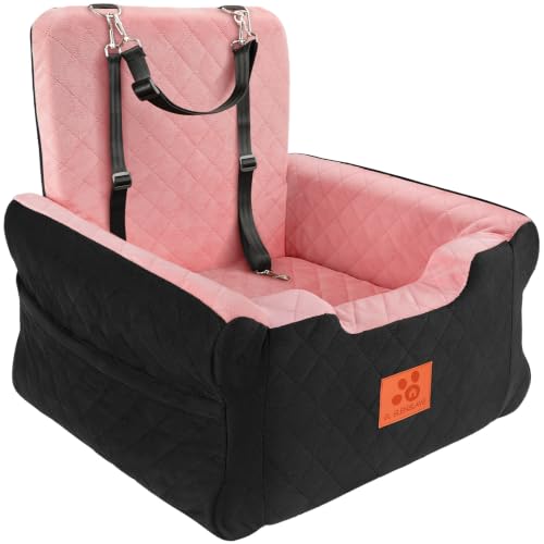 Dog Car Seat for Small Medium Dogs (Black-Pink)