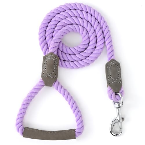 Dog Leash Braided Cotton Rope w (Purple / 48 Inch-1/2")