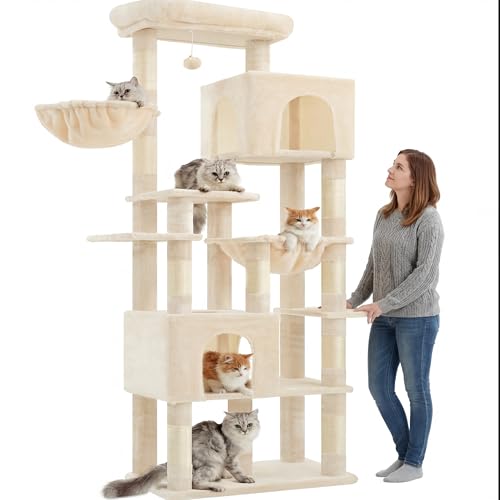Cat Tree, 76-Inch Tall Heavy Duty Cat Tower for Big Cats HCT039M (Beige / 76.8 inch)