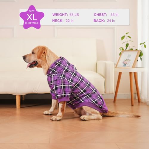 Plaid Dog Hoodie (Large / Purple)