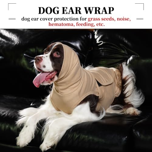 Dog Anxiety Jacket Vest with Hoodie Soft Ears Cover (L / LightKhaki)