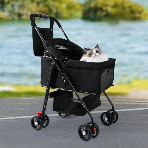 3 in 1 Pet Dog Stroller for Small Medium Dogs 10 (Black)