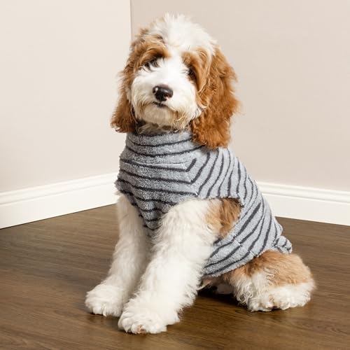 2 Pack Striped Fleece Dog Sweater (XX-Large / Blue-Grey)