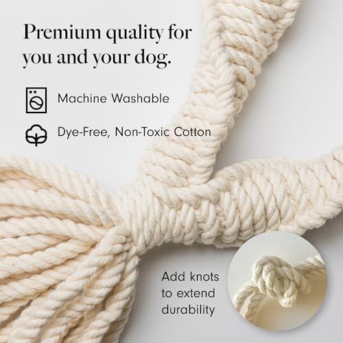 Natural Cotton Dog Rope Toy for Small & Medium Dogs (16 Inch)