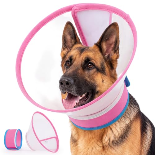Dog Cone Collar to Stop Licking (Pink / L)