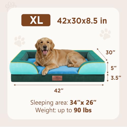 Orthopedic Dog Bed for Extra Large Dogs with Bolster (42.0"L x 30.0"W x 8.5"Th / Seattle)