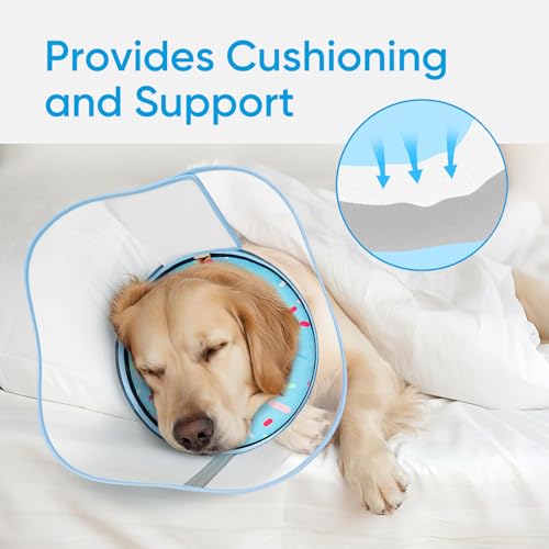Sponge Dog Cone Collar Stop Licking After Surgery (DonutBlue / M(Neck 8.5"-11.5"))