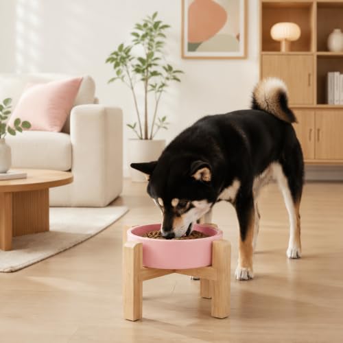 Elevated Slow Feeder Ceramic Dog Bowls 8.26in (Pink / 8.26in)