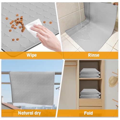 Extra Large Silicone Dog Food Mat 33.9"x21.9" (Gray)
