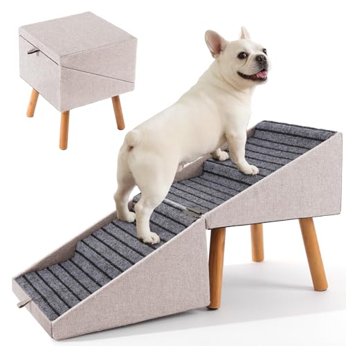 Split Ottoman Dog Ramp for Couch and Bed (17.13" H- Apricot)