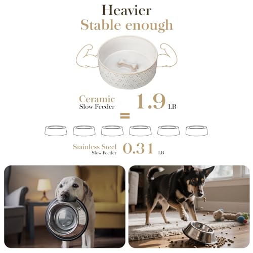 Ceramic Dog Food Bowl (Five-leaf Grass / 4 Cups)