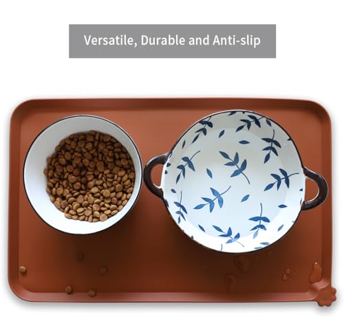 Silicone Pet Food Tray (19" x 12" / Caramel)