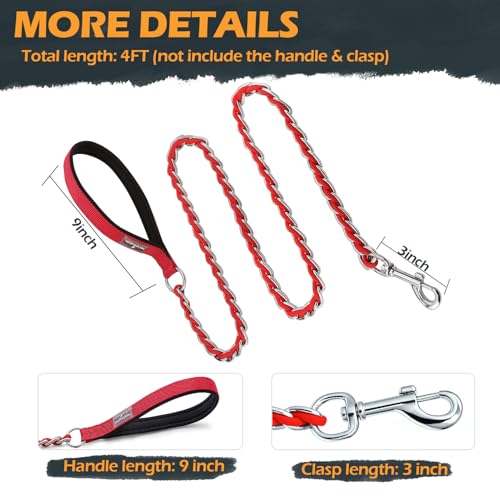 Chain Dog Leash (Red / 4FT(5-30lb))