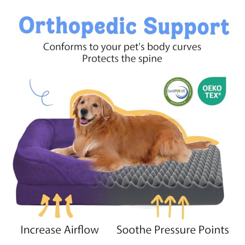 Orthopedic Washable XXL Dog Bed for Extra Large Dogs (Deep Purple / 45"L x 35"W x 7.5"Th)