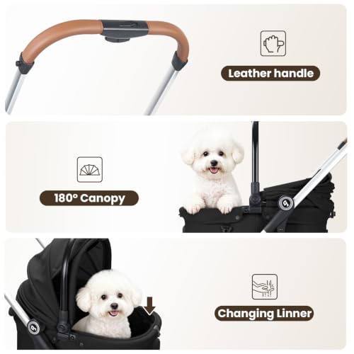 T3 Pro Pet Stroller for Small Dog & Cats up to 44 lbs (Black / T3 Pro)