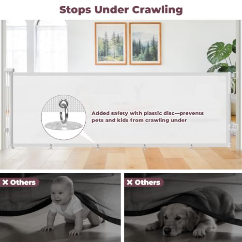 96" Retractable Baby Gate (White / 34" Tall x 96" Wide)