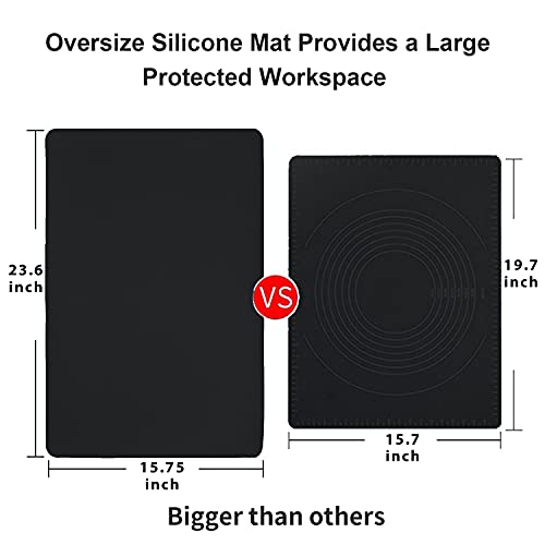 2 Pack Extra Large Silicone Mats for Baking Crafts (04-black / 23.6"L x 15.7"W)