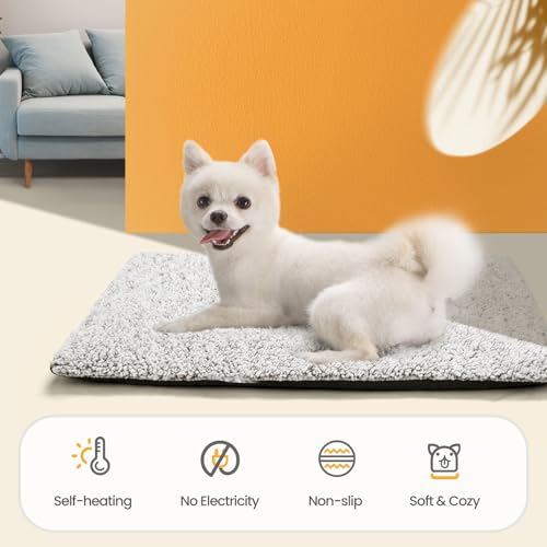 Self Warming Cat Bed Self Heating Cat Dog Mat Pet Pad Extra Warm (24.0"L x 18.0"W x 1.0"Th / A-Light Gray)