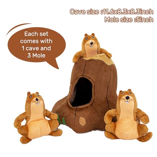 Squeaky Hide and Seek Dog Toys for Small and Medium Dogs (Moles)