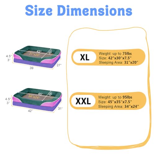 Orthopedic Washable XXL Dog Bed for Extra Large Dogs (Green / 45"L x 35"W x 7.5"Th)
