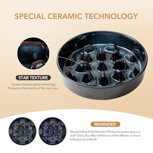Ceramic Slow Feeder Dog Bowls (1 x Starry Sky - C / XL- 9.5inch / 3.2 Cups)