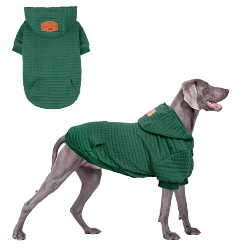 Dog Hoodies Sweater for Large Dogs (Dark Green / 3XL (Back: 30",Chest: 37", Neck: 27"))
