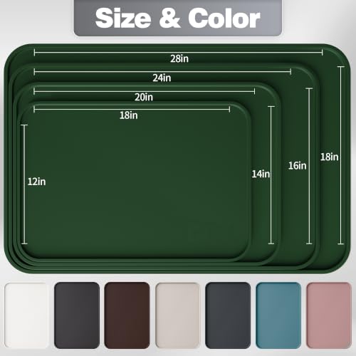 Silicone Dog Cat Food Mat Extra Thick Raised Edge (Dark Olive / 18"L x 12"W)