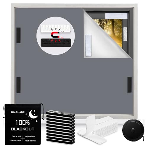 100% Blackout Window Cover Magnetic Blackout Curtains (Grey / 57"W x 118"H)