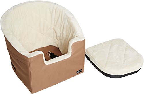 Dog Car Seat Booster for Small Dogs up to 25lbs (Tan / 18" x 18" x 16")