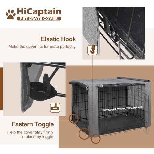 48 Inch Dog Crate Cover with Mesh (48.0"L x 30.0"W x 33.0"H / Grey)
