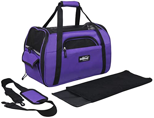 Soft Sided Pet Carrier for Cats & Small Dogs (17.0"L x 9.0"W x 12.0"H / Purple)