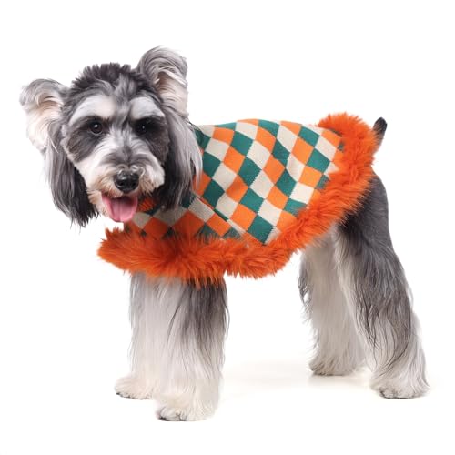 Dog Sweater Cloak (Large(Back Length 14") / Orange & Green)